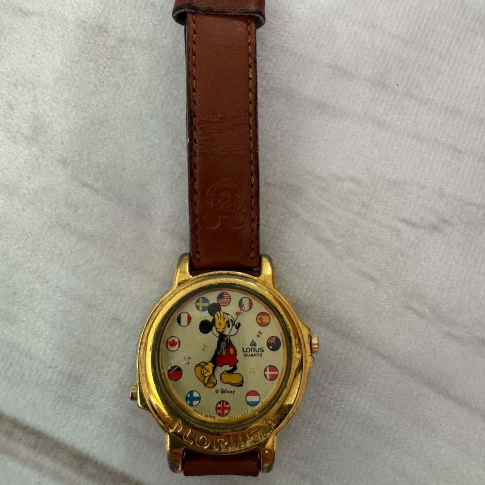 Vintage Mickey Mouse flags watch by Lorus